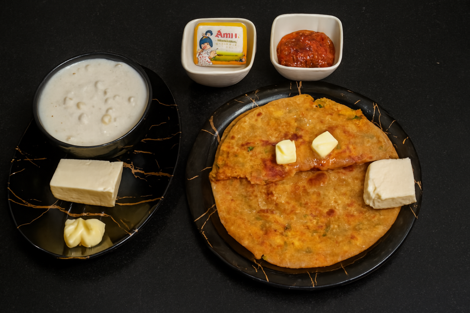 Paneer paratha meal